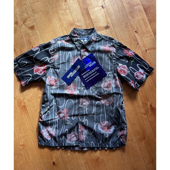 JUNYA WATANABE Comme des Garçons MAN Shirt Floral Print Short Sleeve Size Small - Picture 2 of 7